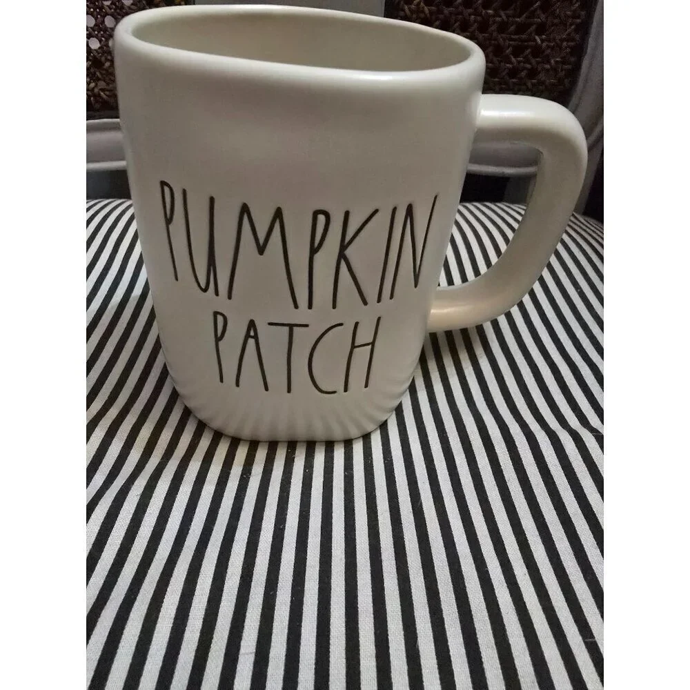 Rae Dunn pumpkin Patch White Coffee Mug Fall Halloween